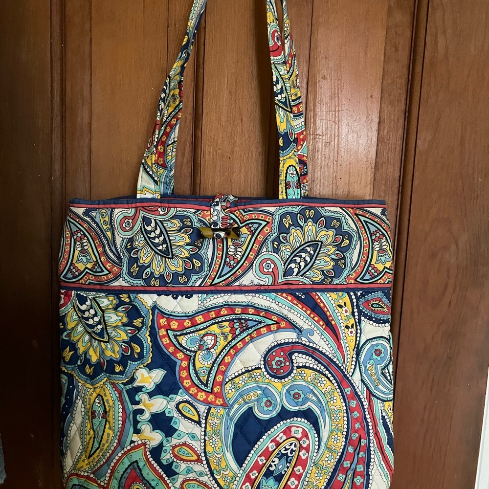 Vera Bradley Blue and Red Paisley Tote Bag